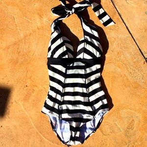 Unique Vintage Striped Swimsuit